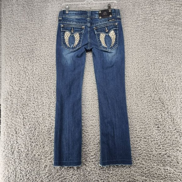 Miss Me Denim - Miss Me Jeans Womens 28 Frayed Hem Angel Wing Stretch Bootcut Low Rise